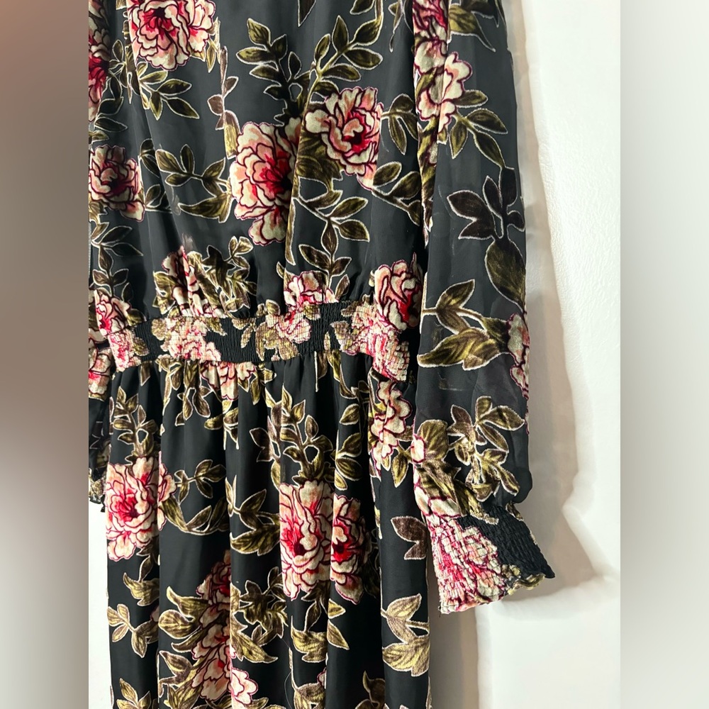 Vince Camuto Black Floral Long Sleeve Dress - Picture 6 of 10